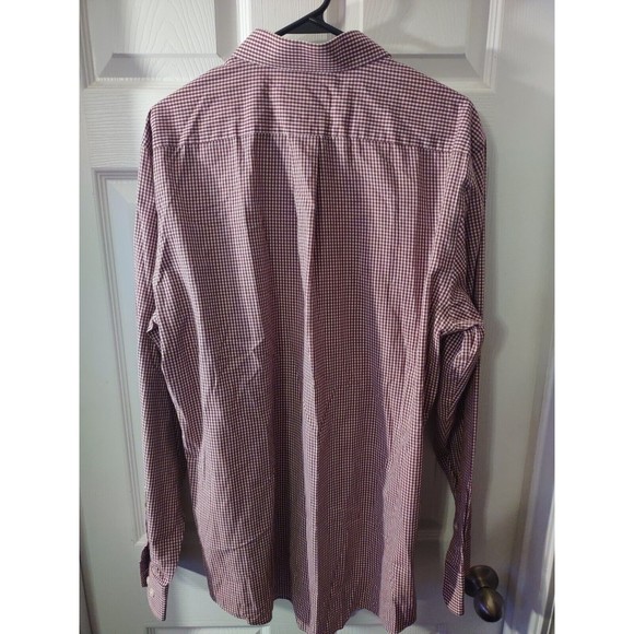 Stafford Shirt Size 16 1/2 Regular Fit Burgundy And White Plaid Long Sleeve... - Picture 4 of 8